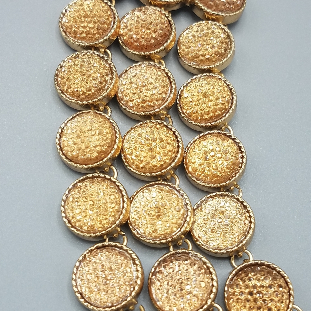 Shimmering Rhinestone Gold Tone Necklace - Picture 2 of 4